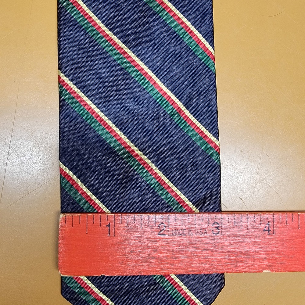 Frankenberger's Navy Blue Striped Silk Necktie - Picture 3 of 4